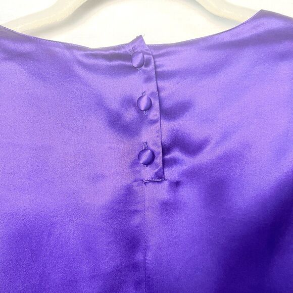 VTG The Limited y2k Purple Silk High Neck Button Back Blouse Long Sleeve Medium - Picture 2 of 8